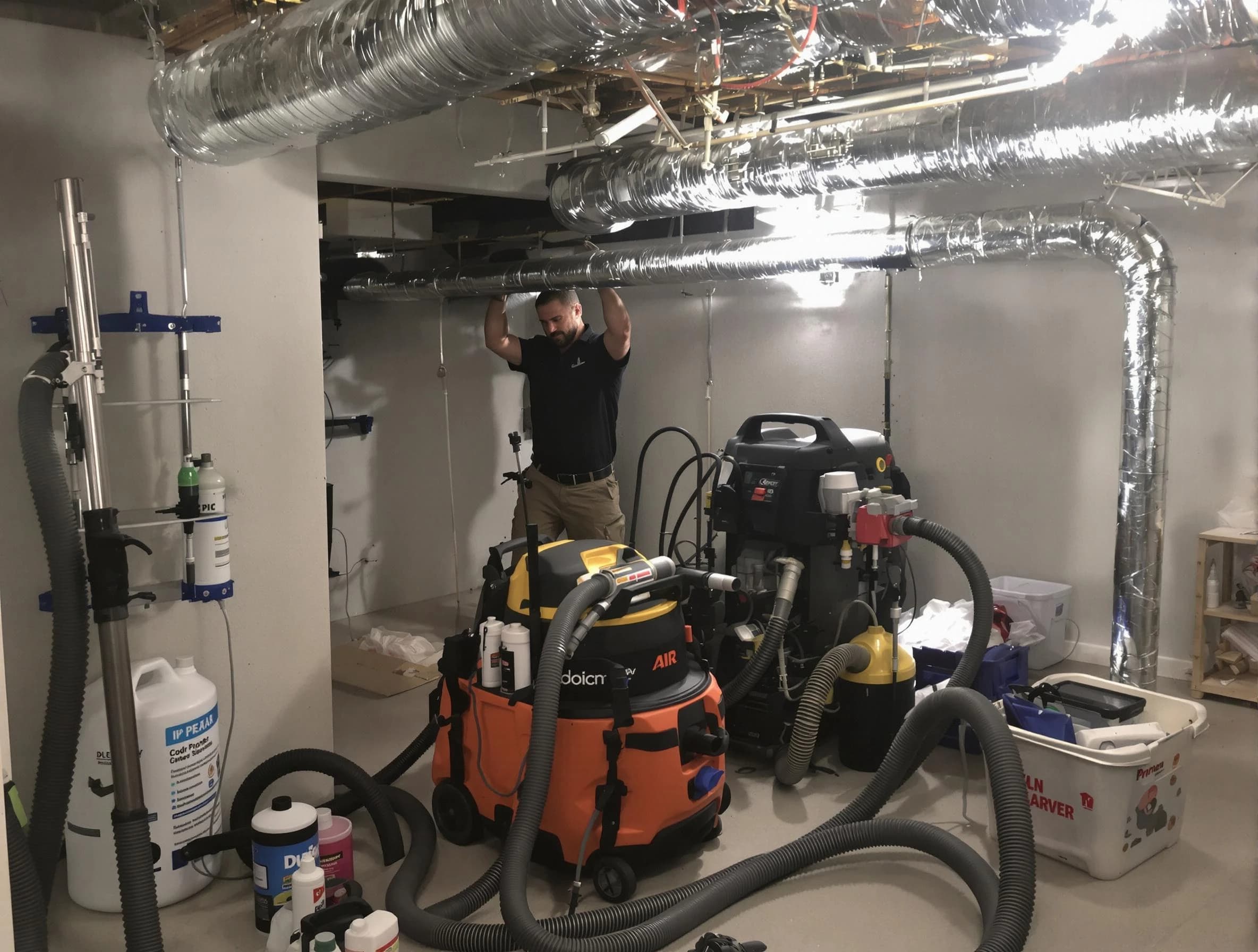 Dormont Air Duct Cleaning specialist performing professional mold removal from air ducts using safety equipment in Dormont