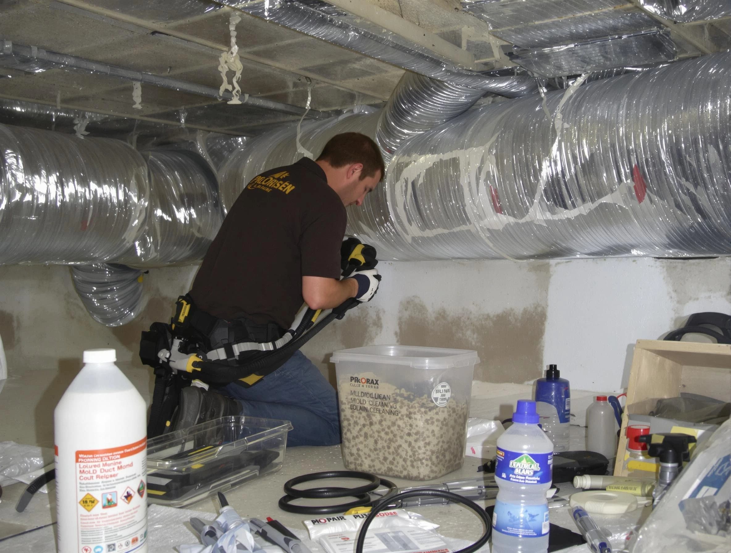 Dormont Air Duct Cleaning specialist performing professional mold removal from air ducts in Dormont