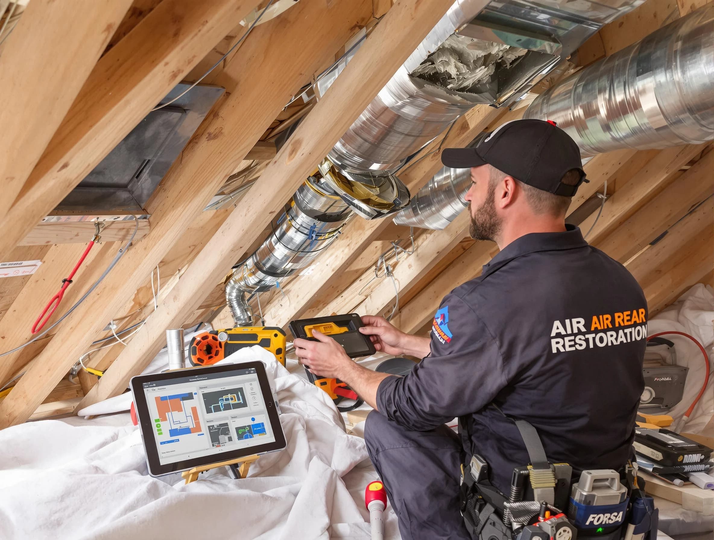 Dormont Air Duct Cleaning technician performing precise duct repair work in Dormont