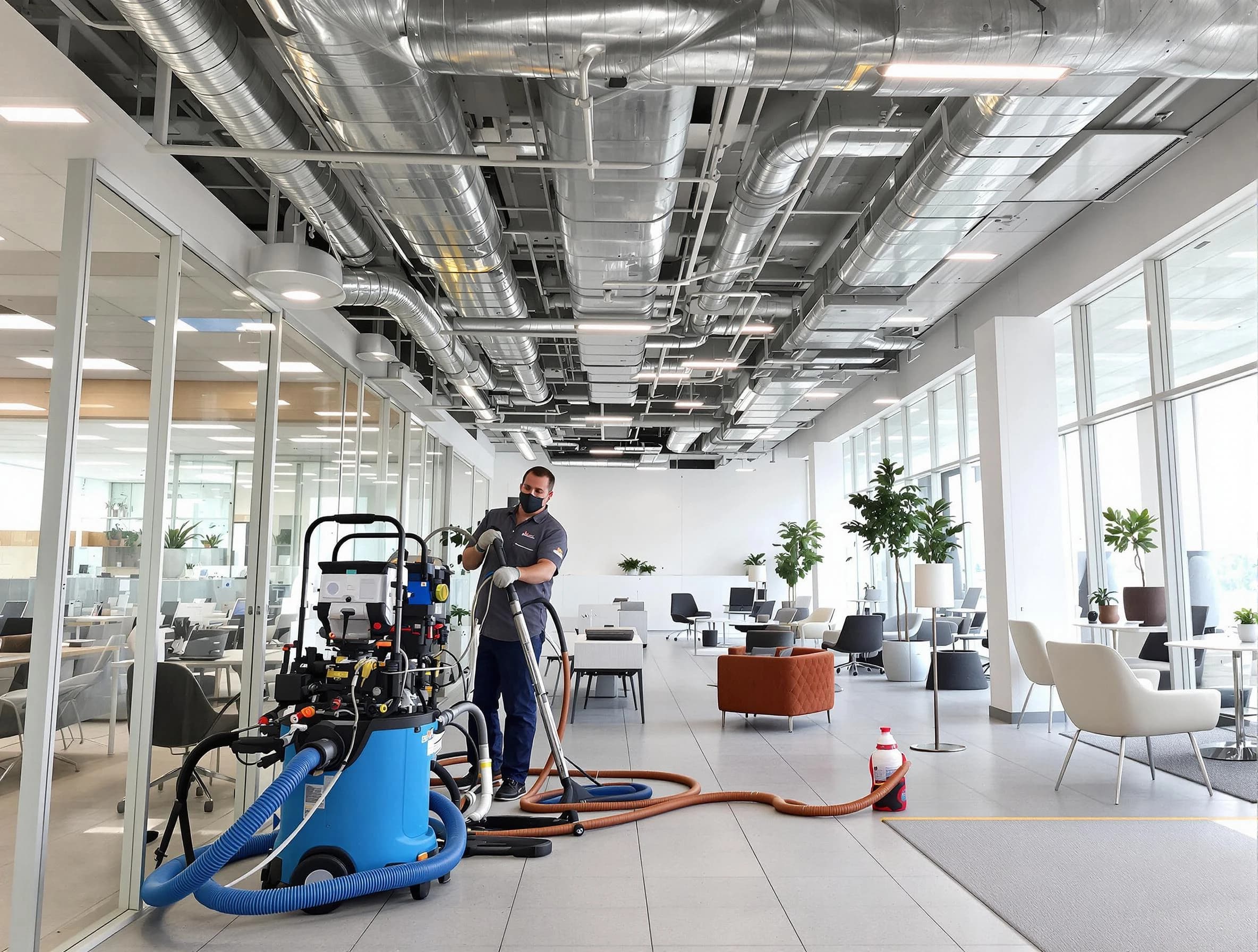 Dormont Air Duct Cleaning team conducting comprehensive commercial duct cleaning at a business location in Dormont