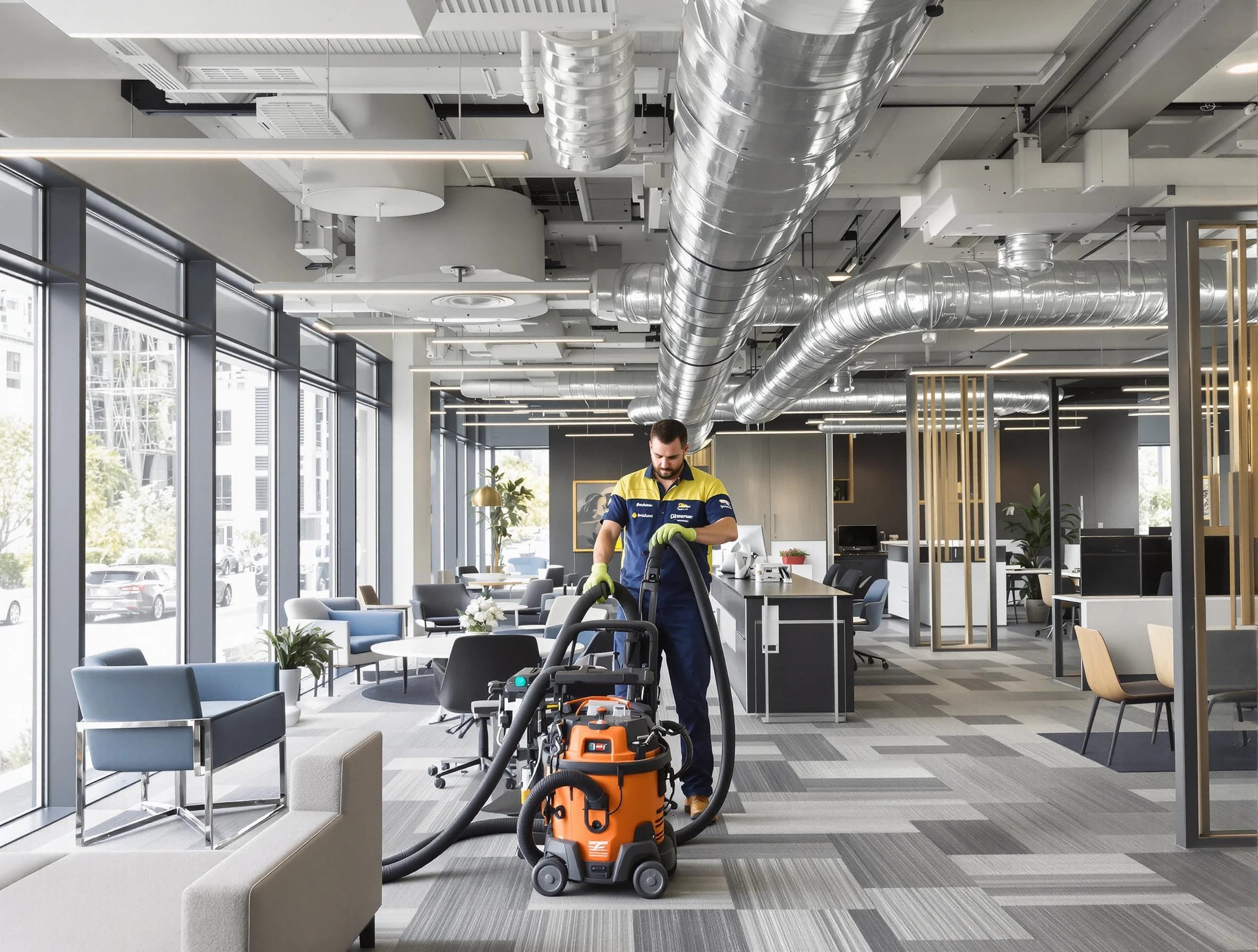 Dormont Air Duct Cleaning team performing thorough commercial duct cleaning at a Dormont business center