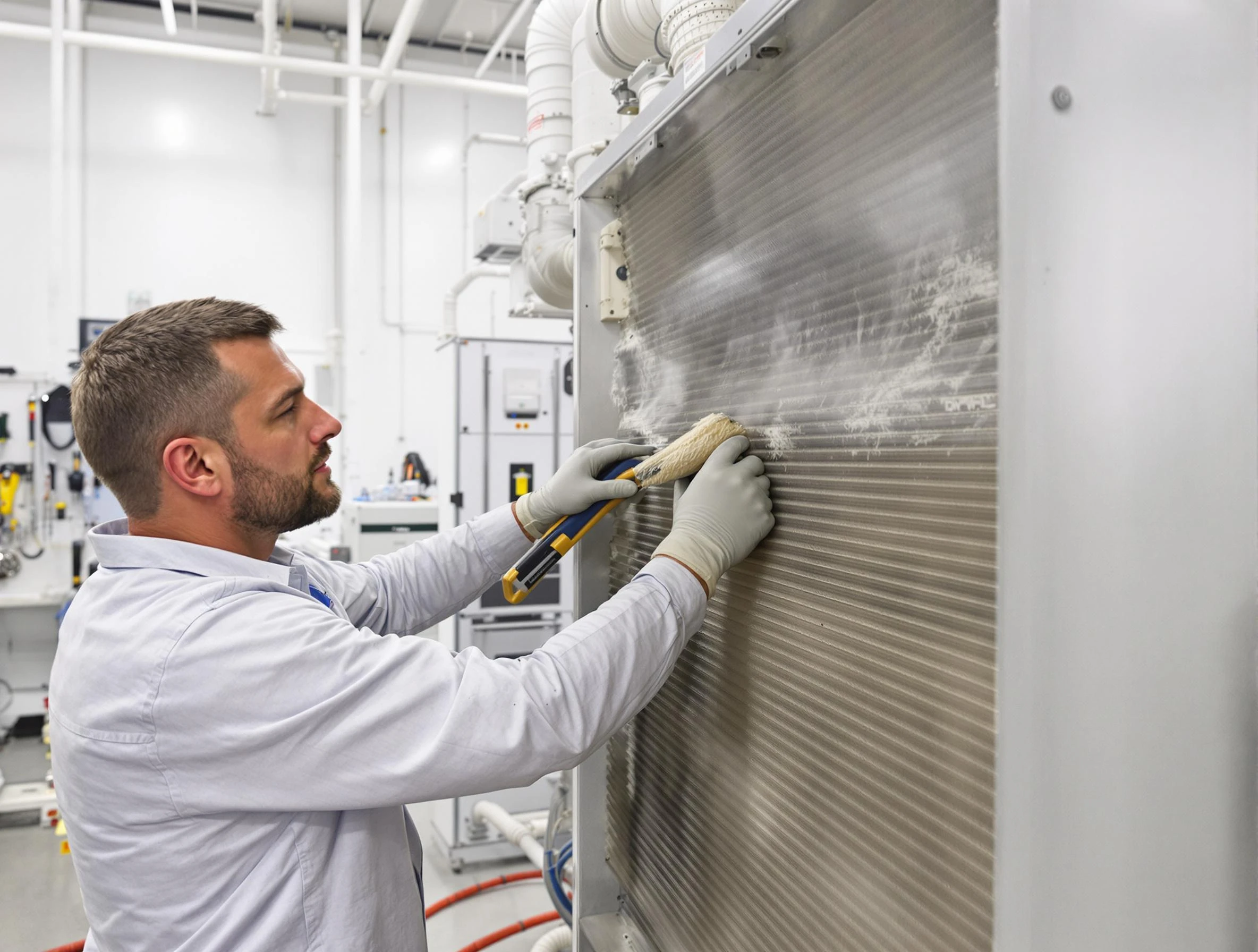 Dormont Air Duct Cleaning technician performing precision commercial coil cleaning at a Dormont business